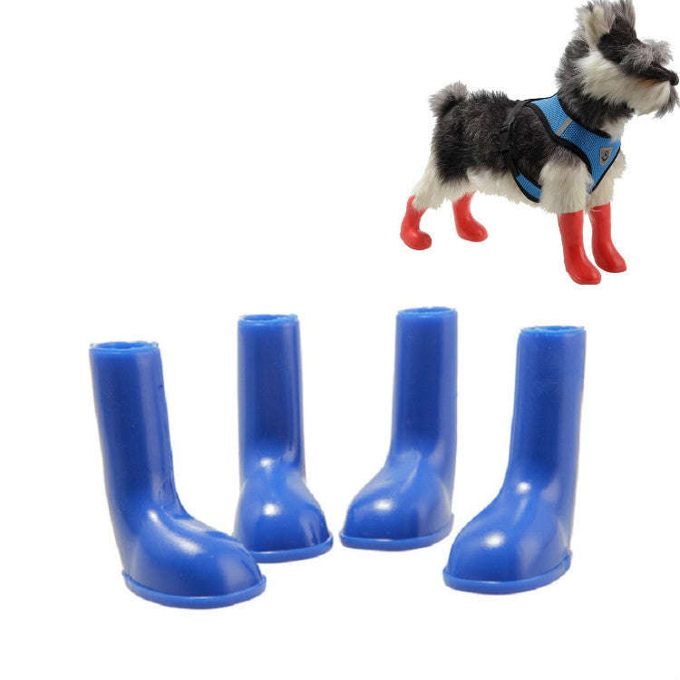 4 PCS/Set Pet Rain Boots Waterproof Non-slip Dog Shoes, Size:M(Blue)