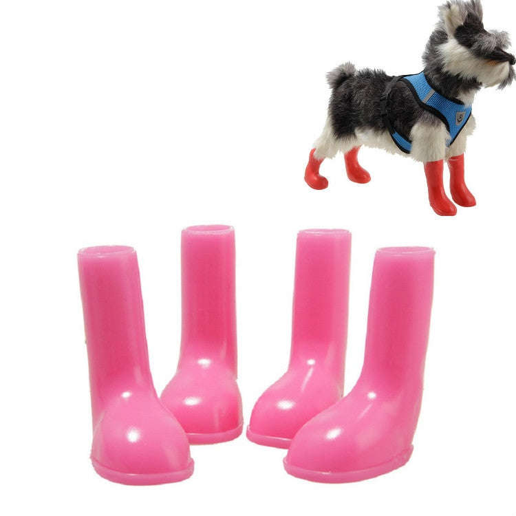 4 PCS/Set Pet Rain Boots Waterproof Non-slip Dog Shoes, Size:M(Pink)