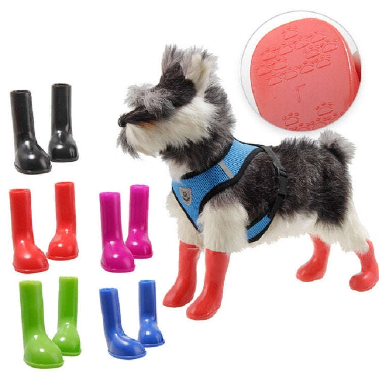 4 PCS/Set Pet Rain Boots Waterproof Non-slip Dog Shoes, Size:L(Blue)