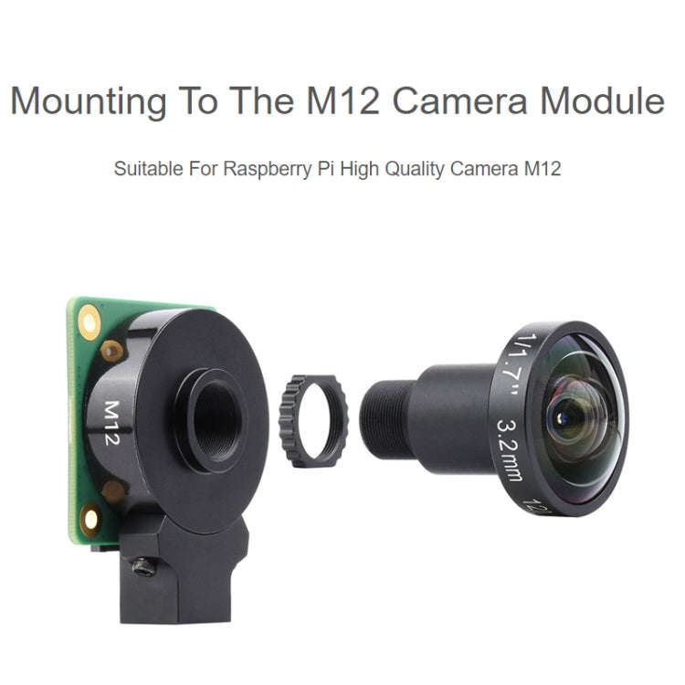 Waveshare WS1603212 For Raspberry Pi M12 High Resolution Lens, 12MP, 160 Degree FOV, 3.2mm Focal ...