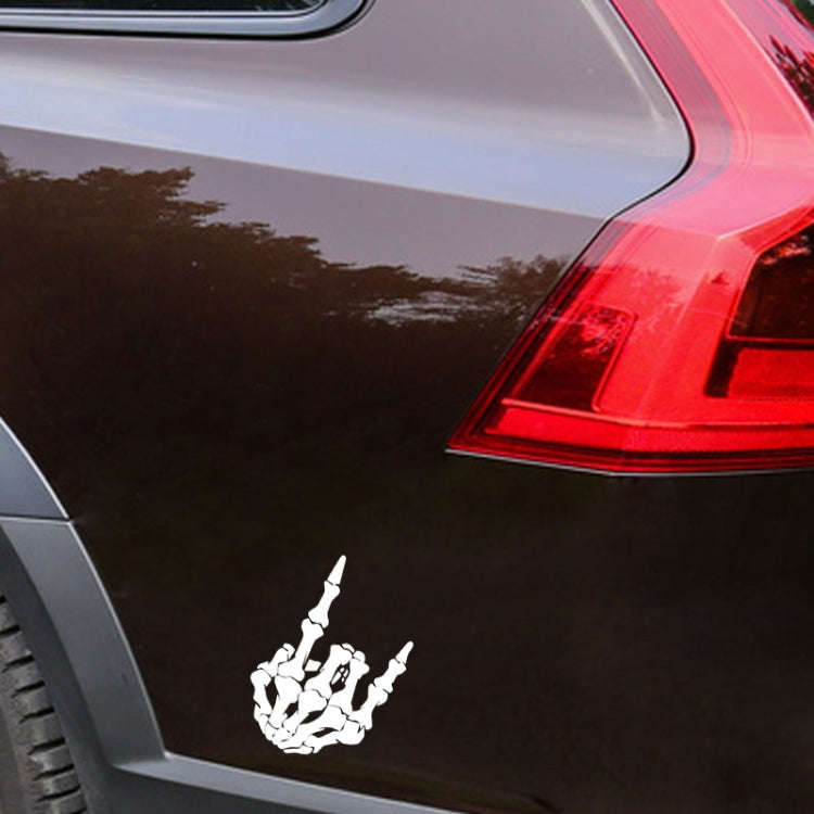10 PCS QYPF Skull Finger Pattern Car Sticker Vinyl Decoration, Size: 13x18cm(White)