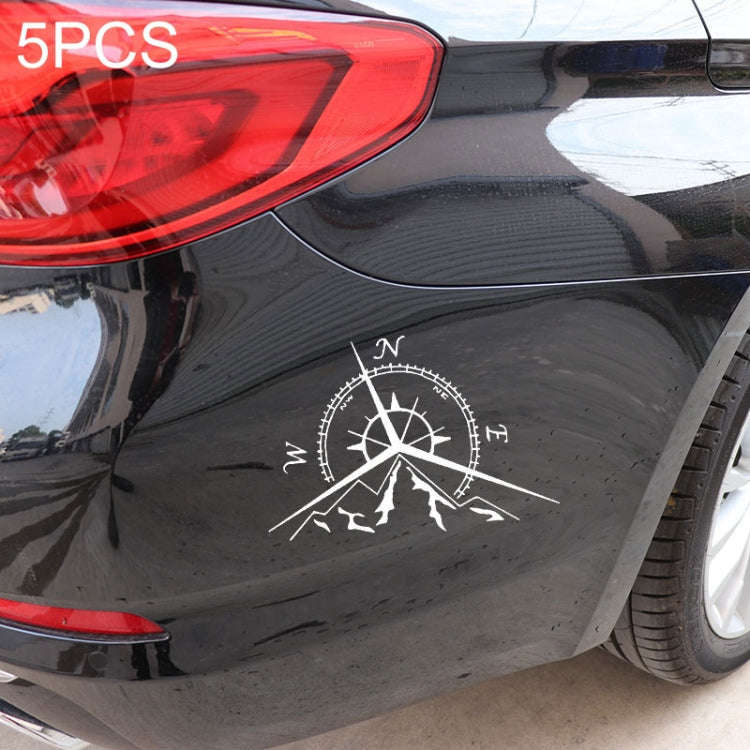 5 PCS NSWE Fashion Mountains Compass Rose Decal Nautical Compass Navigate Car Sticker, Size: 13.7...