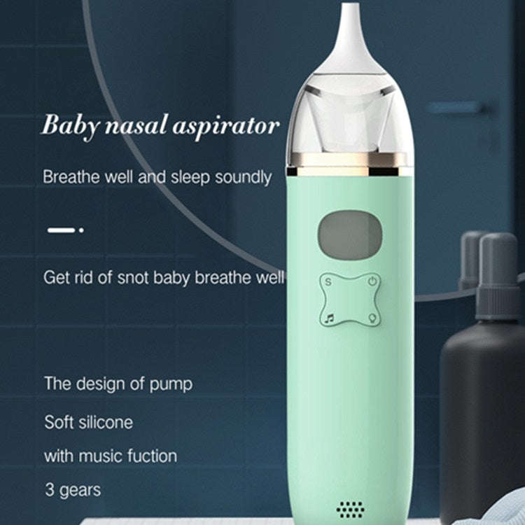Music Baby Nasal Aspirator Newborn Electric Snot Cleaner(Light Green)