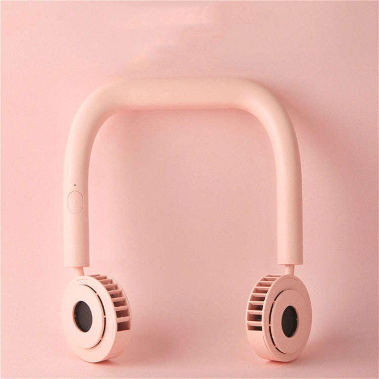 USB Charging Fan Portable Mini Hanging Neck Fan(Cherry Blossom Powder)