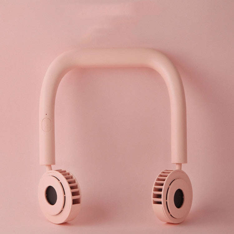 USB Charging Fan Portable Mini Hanging Neck Fan(Cherry Blossom Powder)
