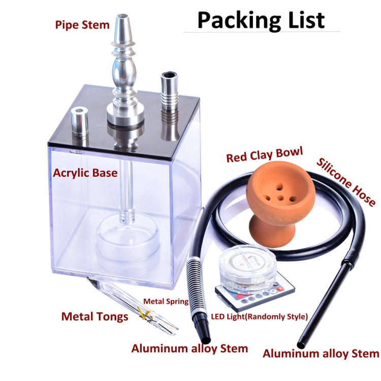 Square Acrylic Hookah Set(Black)
