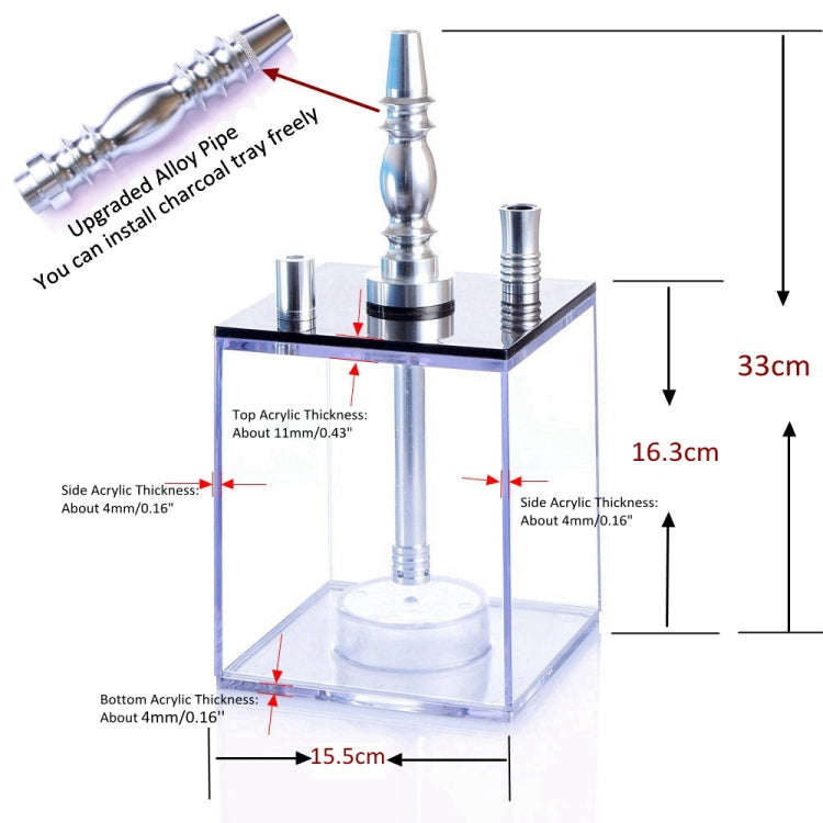 Square Acrylic Hookah Set(Pink)