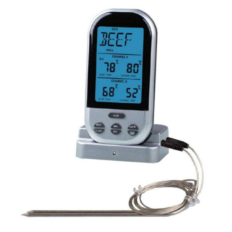 Double Probes Wireless Digital Kitchen Thermometer LCD Display Temperature Timer Alarm for Cookin...
