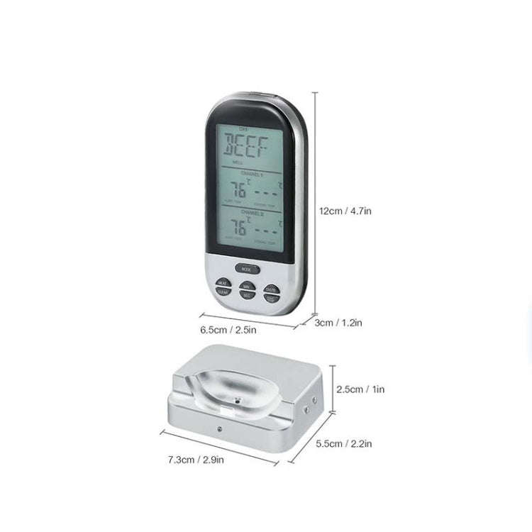 Double Probes Wireless Digital Kitchen Thermometer LCD Display Temperature Timer Alarm for Cookin...