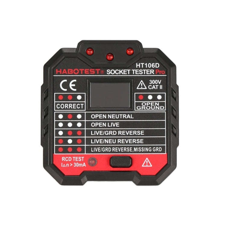 HT106 Socket Testers Voltage Test Detector Ground Line Neutral Line Live Line Leakage Electroscop...