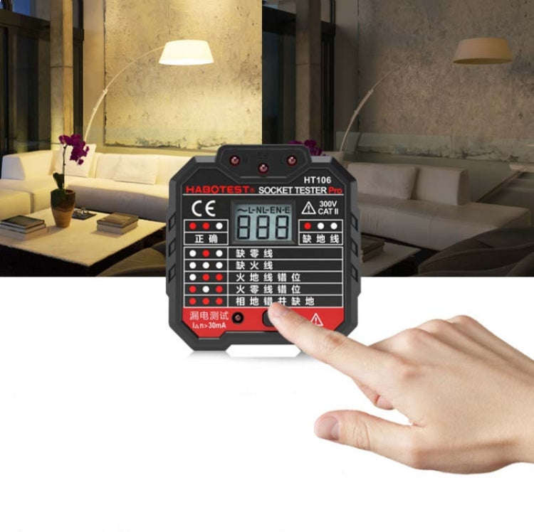 HT106 Socket Testers Voltage Test Detector Ground Line Neutral Line Live Line Leakage Electroscop...