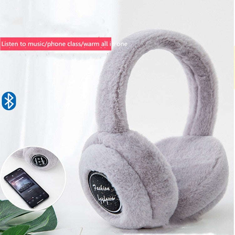 Bluetooth Earmuffs Winter Plush Windproof Men And Women Ear Cover(Gray)