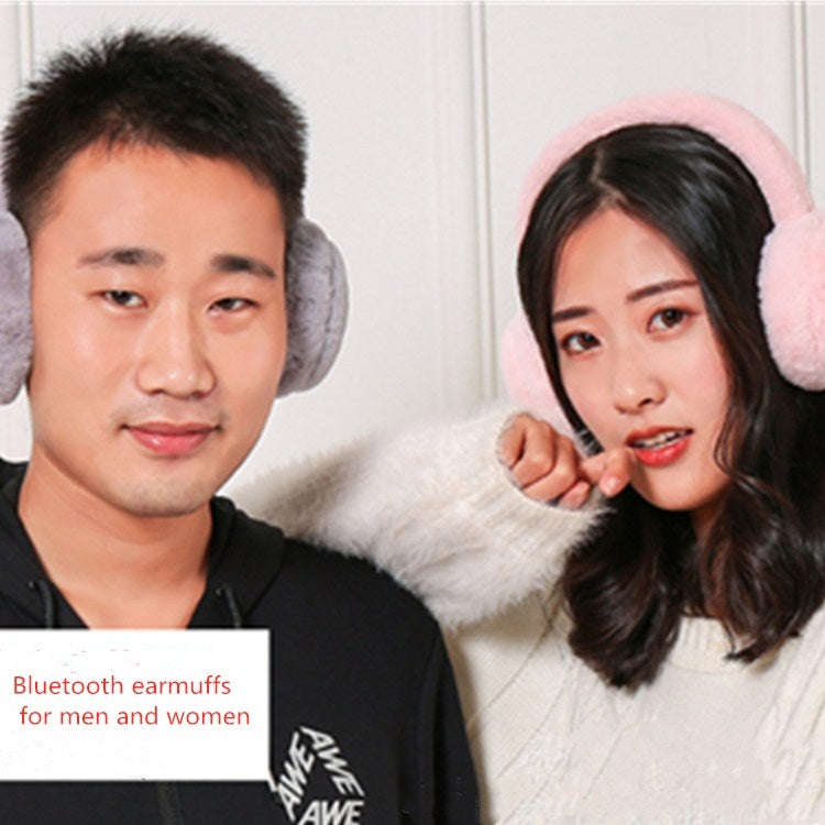 Bluetooth Earmuffs Winter Plush Windproof Men And Women Ear Cover(Gray)