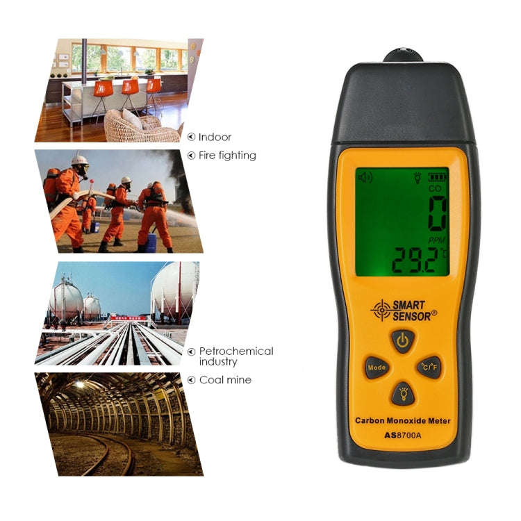 Smart Sensor AS8700A Handheld Carbon Monoxide Meter High Precision Digital CO Leak Detector Analy...