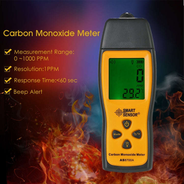 Smart Sensor AS8700A Handheld Carbon Monoxide Meter High Precision Digital CO Leak Detector Analy...