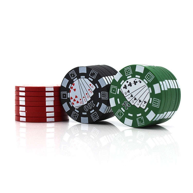 Small Chip Poker Cigarette Crusher Zinc Alloy 3 Layer Metal Grinder Random Color Delivery