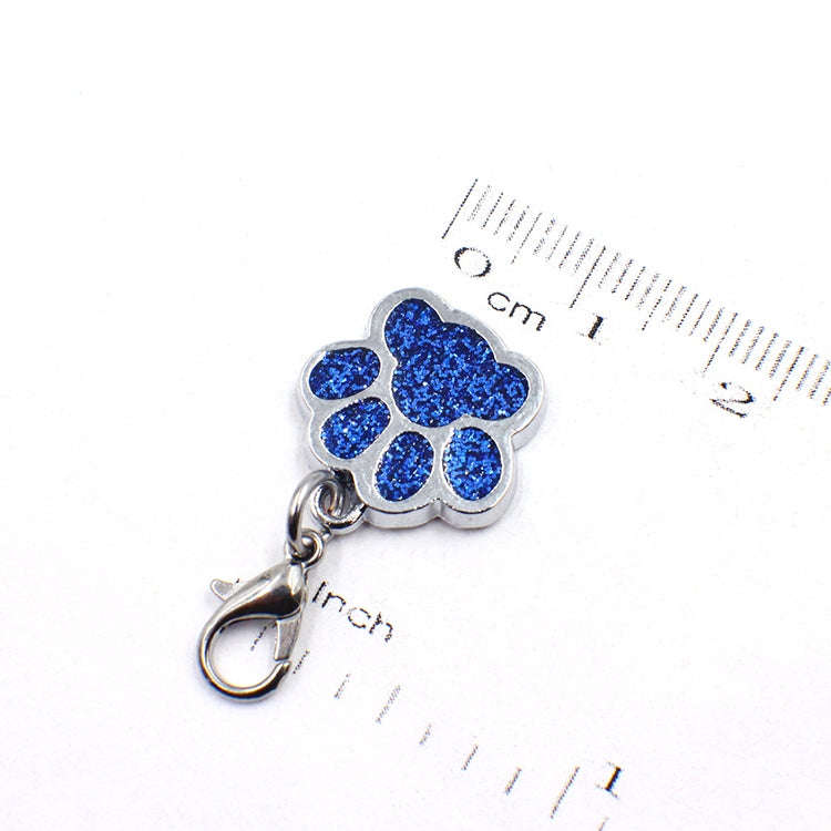 10 PCS Enamel Cat Dog  Bear Paw Prints Key Chain Jewelry Making(Red)