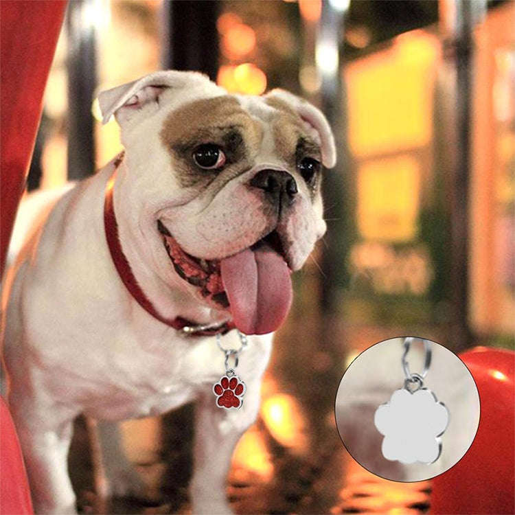 10 PCS Enamel Cat Dog  Bear Paw Prints Key Chain Jewelry Making(Red)