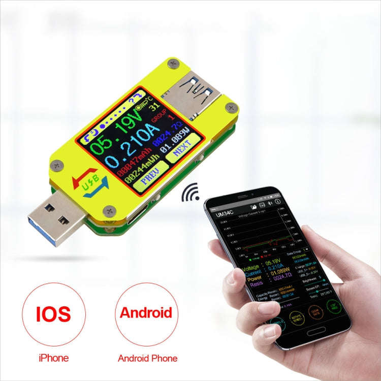 USB 3.0 Color Display Screen Tester Voltage-current Measurement Type-C Meter, Support Android APP...
