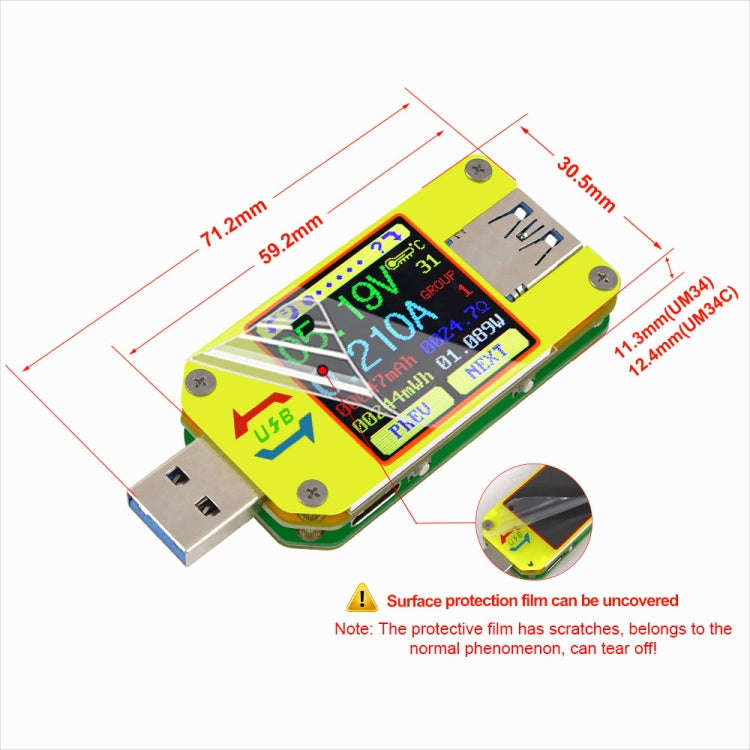 USB 3.0 Color Display Screen Tester Voltage-current Measurement Type-C Meter, Support Android APP...