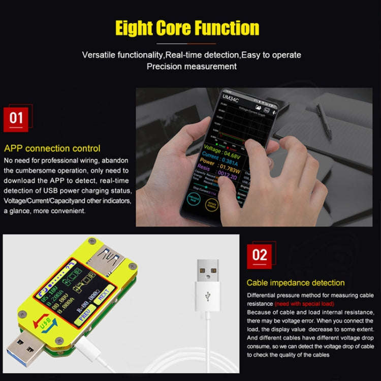 USB 3.0 Color Display Screen Tester Voltage-current Measurement Type-C Meter, Support Android APP...