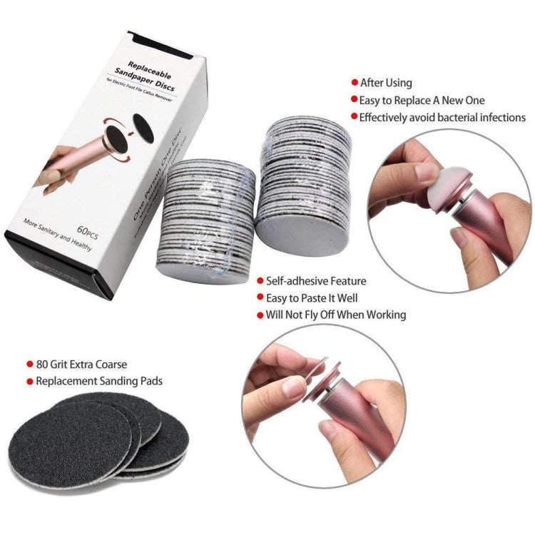 60 PCS Replacement Sandpaper Disk for Electric Foot Polisher, Specification:80 Mesh(Medium Sand)