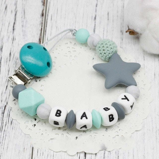 DIY Silicone Baby Pacifier Clip Colorful Pacifier Chain(Blue)