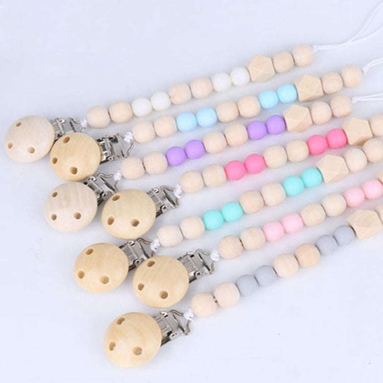 Baby Pacifier Clip Chain Wooden Holder Soother Pacifier Clips Leash Strap Nipple Holder for Infan...