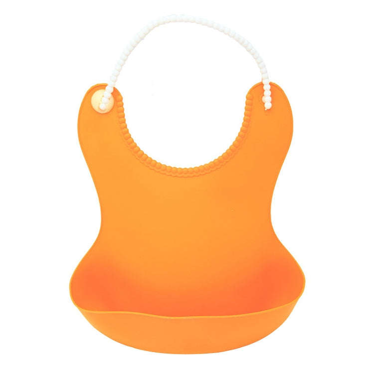 Baby Infant Toddler Waterproof Silicone Bib Infants Feeding Lunch Roll-up Apron(Orange)