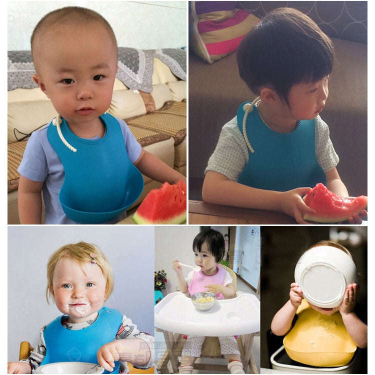 Baby Infant Toddler Waterproof Silicone Bib Infants Feeding Lunch Roll-up Apron(Orange)
