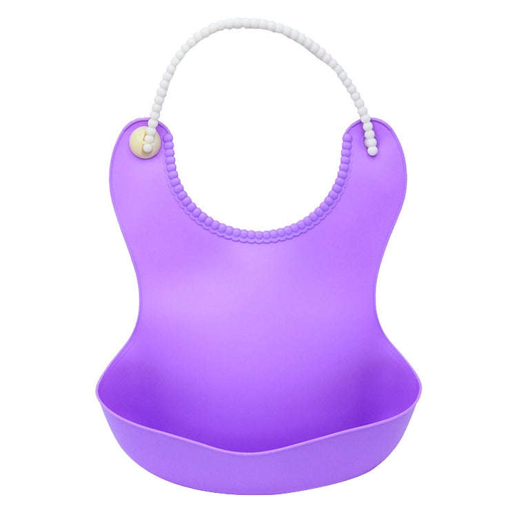 Baby Infant Toddler Waterproof Silicone Bib Infants Feeding Lunch Roll-up Apron(Purple)