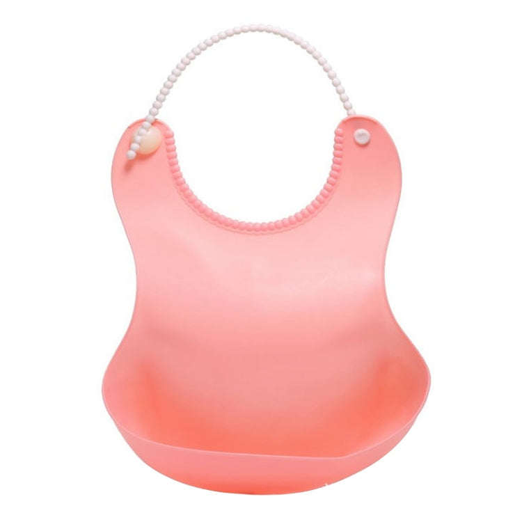 Baby Infant Toddler Waterproof Silicone Bib Infants Feeding Lunch Roll-up Apron(Pink)