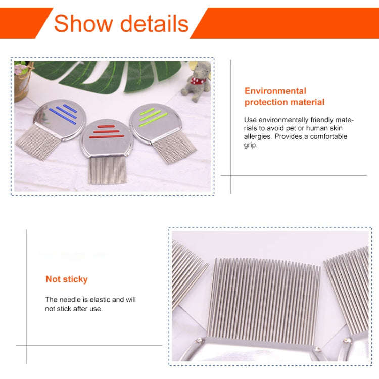 Pet Comb Dog Flea Cleaning Comb Stainless Steel Threaded Needle Comb Removal Beauty Products(Green)