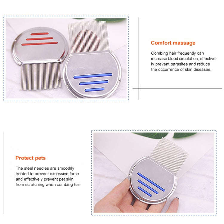 Pet Comb Dog Flea Cleaning Comb Stainless Steel Threaded Needle Comb Removal Beauty Products(Blue)