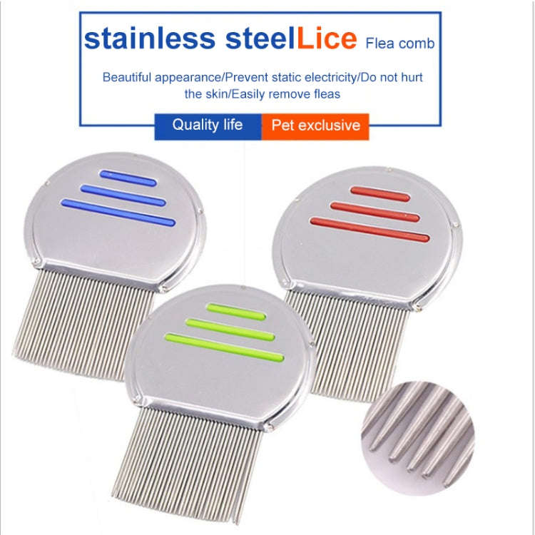 Pet Comb Dog Flea Cleaning Comb Stainless Steel Threaded Needle Comb Removal Beauty Products(Blue)