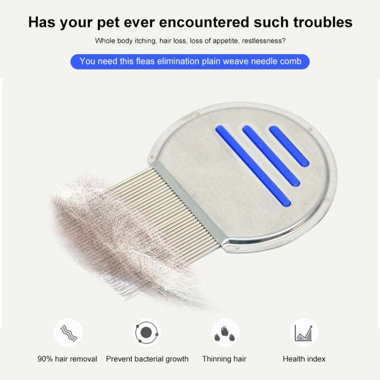 Pet Comb Dog Flea Cleaning Comb Stainless Steel Threaded Needle Comb Removal Beauty Products(Blue)