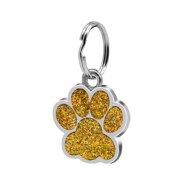 5 PCS Metal Pet Tag Zinc Alloy Identity Card Footprint Lettering Dog Tag(Gold)