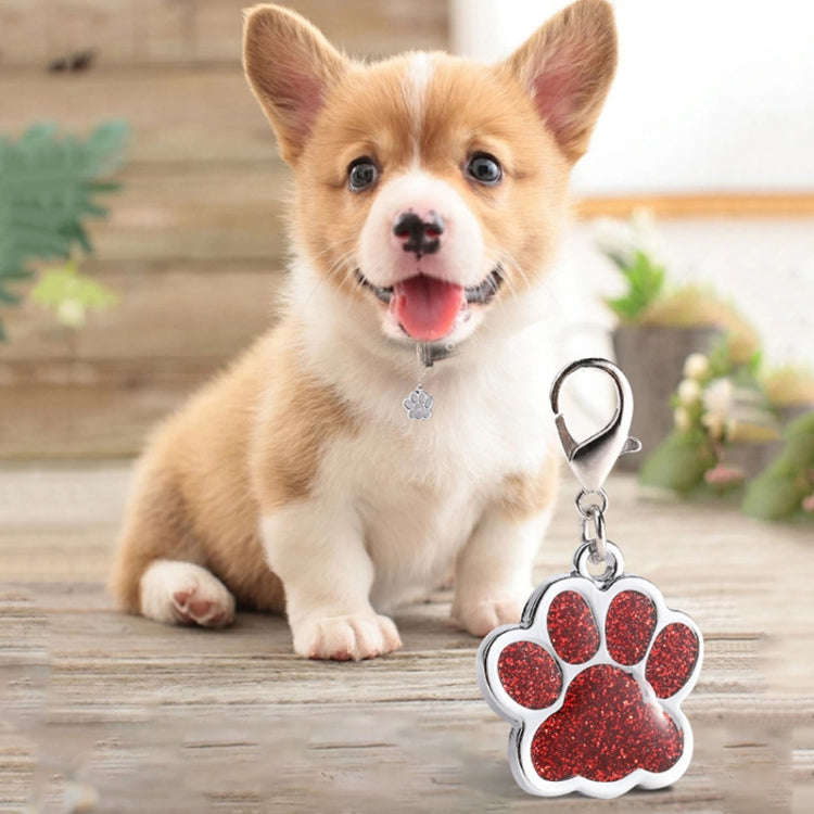 5 PCS Metal Pet Tag Zinc Alloy Identity Card Footprint Lettering Dog Tag(Blue)