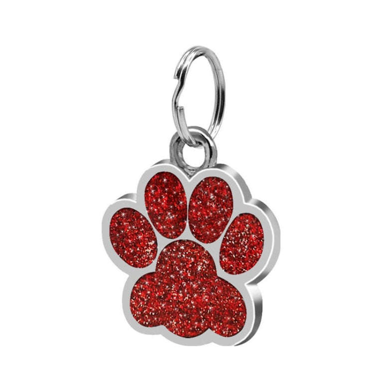 5 PCS Metal Pet Tag Zinc Alloy Identity Card Footprint Lettering Dog Tag(Red)