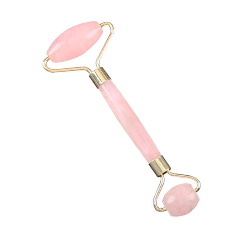 Double Head Massage Roller Natural Rose Crystal Quartz Jade Stone Anti Cellulite Wrinkle Facial B...
