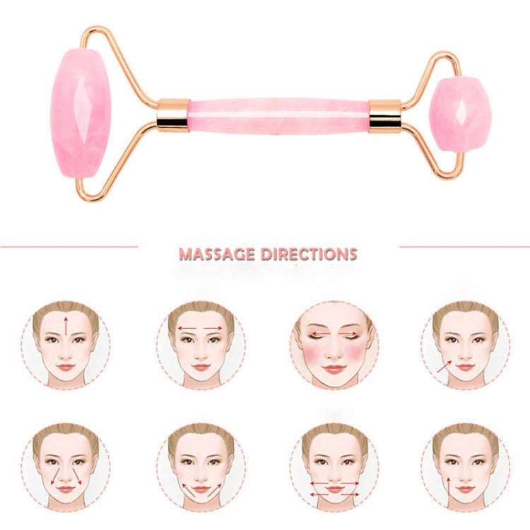 Double Head Massage Roller Natural Rose Crystal Quartz Jade Stone Anti Cellulite Wrinkle Facial B...