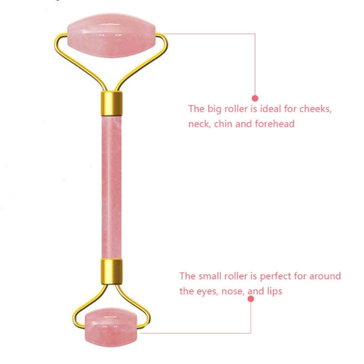 Double Head Massage Roller Natural Rose Crystal Quartz Jade Stone Anti Cellulite Wrinkle Facial B...