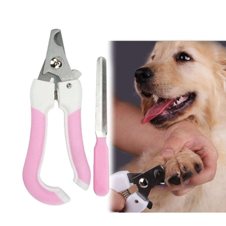 Two-piece Pet Toe Stainless Steel Cat and Dog Nail Clipper Filee, Size:S(Pink)