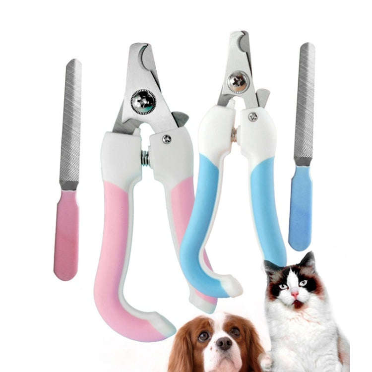 Two-piece Pet Toe Stainless Steel Cat and Dog Nail Clipper Filee, Size:S(Pink)