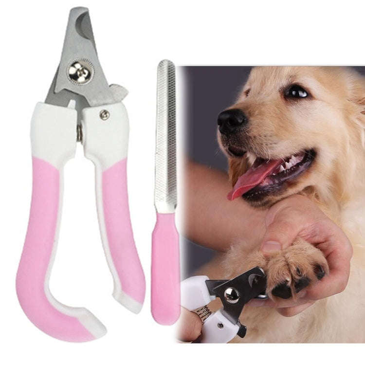 Two-piece Pet Toe Stainless Steel Cat and Dog Nail Clipper Filee, Size:L(Pink)