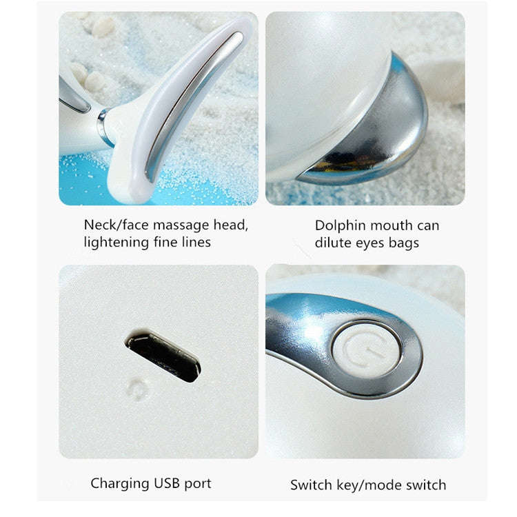 Electric Dolphin Neck Massager Wrinkle Removal Handheld Vibration Neck Face Massage Beauty Instru...