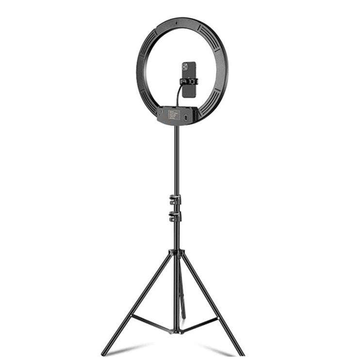 18 inch+ Phone Clip Dimmable Color Temperature LED Ring Fill Light Live Broadcast Set With 2.1m T...