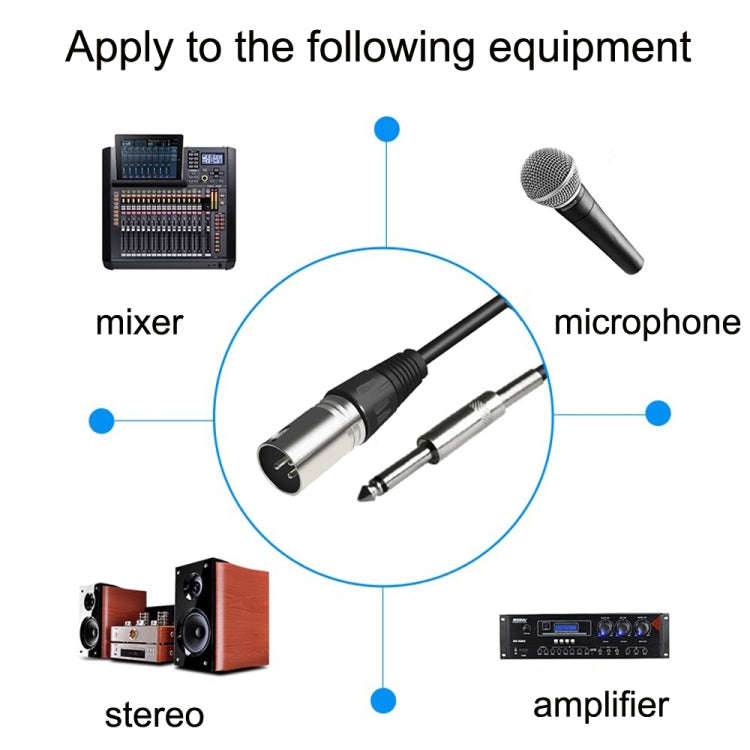 6.35mm Caron Male To XLR 2pin Balance Microphone Audio Cable Mixer Line, Size:1m
