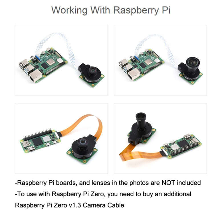 Waveshare For Raspberry Pi Camera M12 High Sensitivity Lens, 12.3MP IMX477R Sensor, 23945