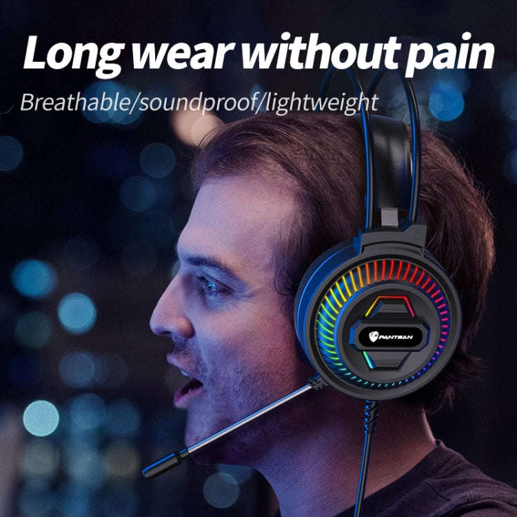 PANTSAN PSH-400 USB Computer Head-Mounted Luminous RGB Wired Headset, Specification:3.5mm Single ...